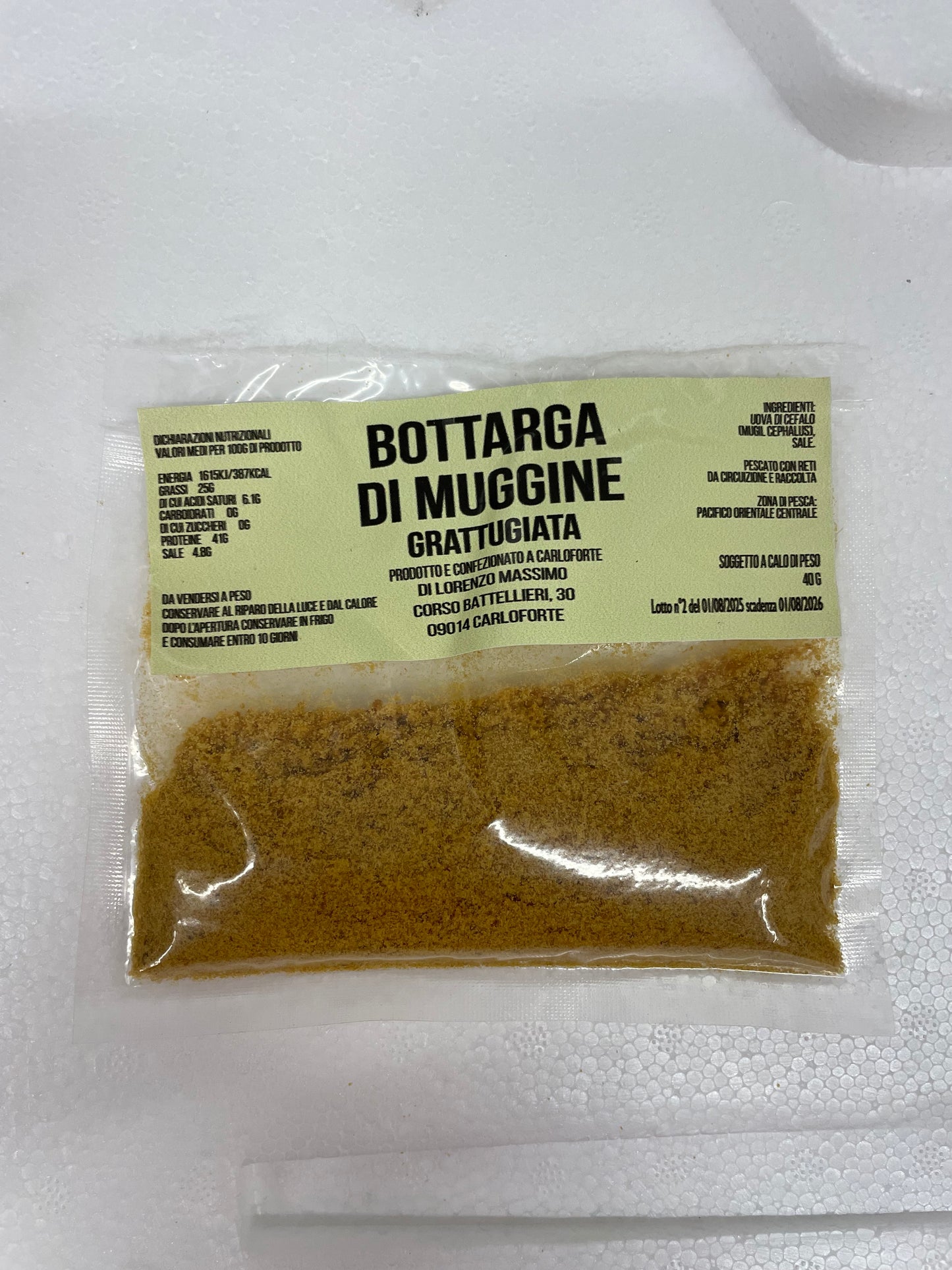 Bottarga di Muggine Grattugiata – (40g) Antichi Sapori Tabarchini, Carloforte, Sardegna